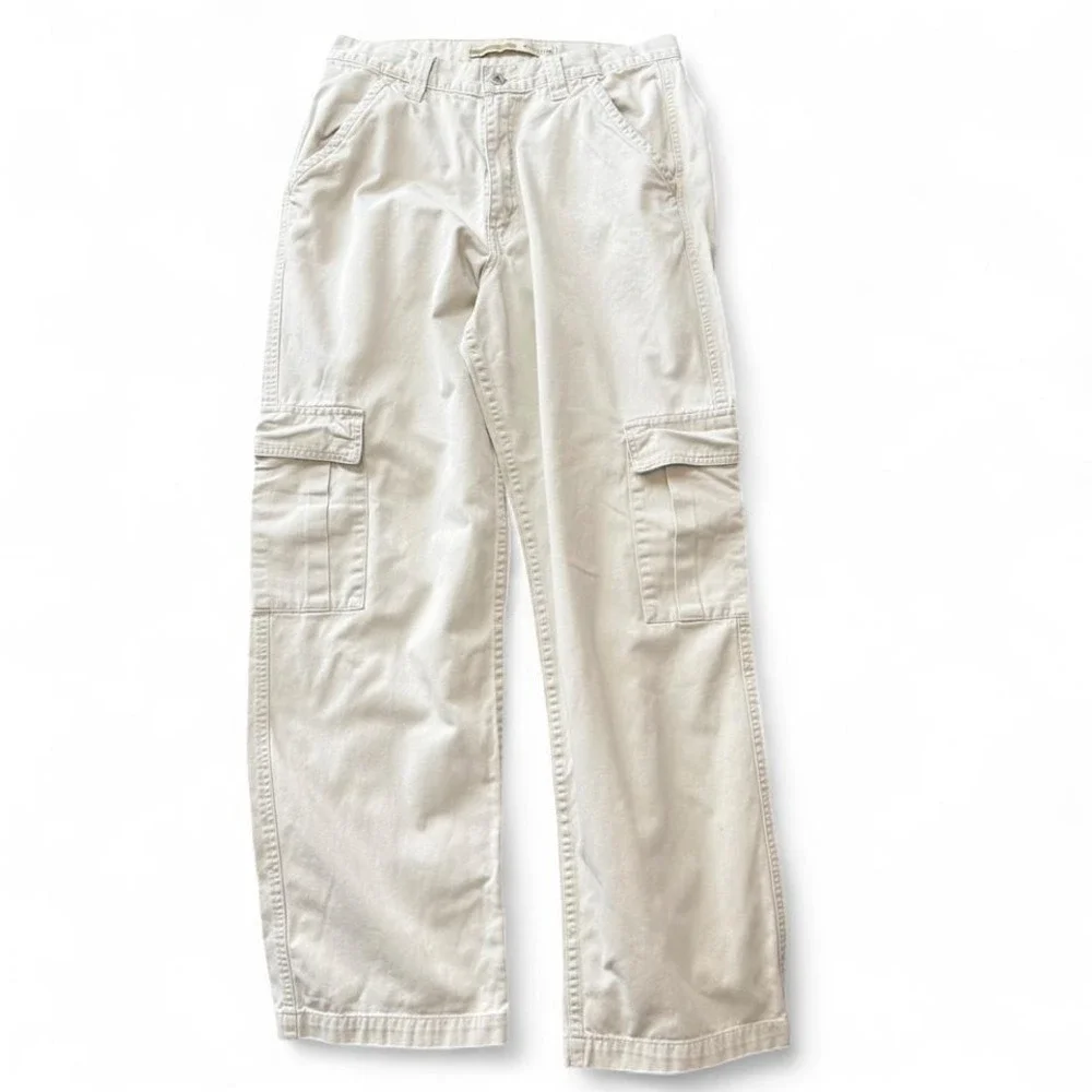 Vintage Y2K Levi's Silvertab Off White Relaxed‎ Cargo Pants, Men's Size 32 x 34